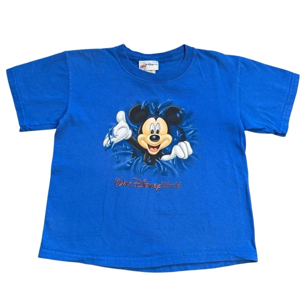 Vtg Youth S Walt Disneyworld Mickey Mouse T-Shirt Breakthrough Double Graphic L4